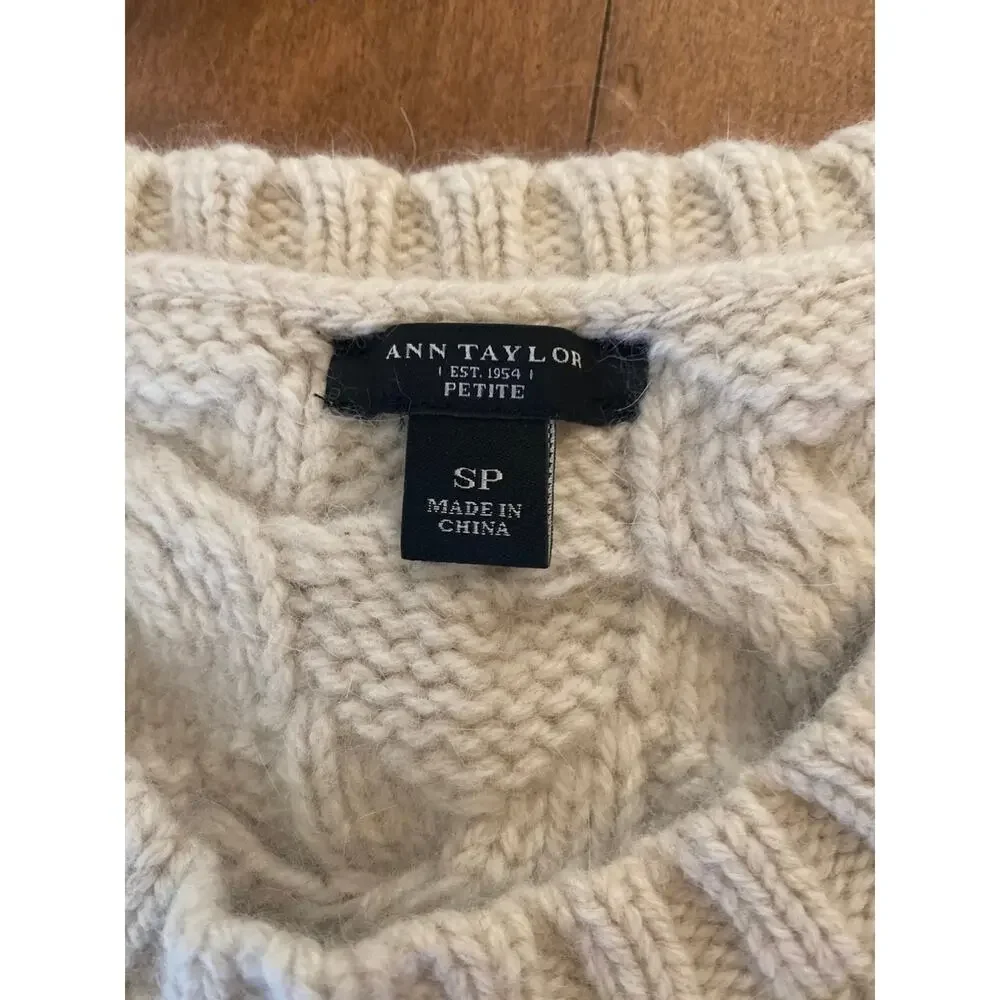 Ann Taylor pearl embellished wool and rabbit hair sweater size small P